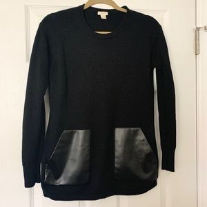 JCrew Tunic Sweater with Leather Pockets